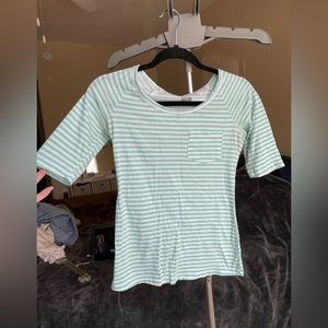 BDG striped women’s shirt, size small, white and aqua green